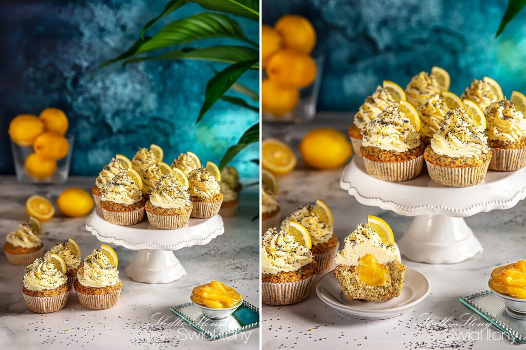 Ilonakoziol.com | Zitronenmuffins mit Mohn, Lemon Curd und Zitronen-Sahne-Topping + Eine Methode für immer gelungene Muffins